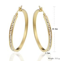 Titanium Staal Kristal Diamante Gouden Oorbellen Mode Joyas Grote Oorbel Voor Vrouwen Jewelry283T