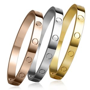 titanium stalen manchet armbanden goud zilver en roos vrouw man armband armband knabilen paar sieraden lover cadeaucka7