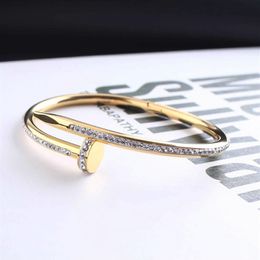 Braccialetti a distanza in acciaio in titanio braccialetto a diamante full braccialetto da donna uomo gol -gioielli Love per amante senza scatola con sacca di velluto301j