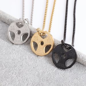 Titane Acier Haltère Pendentif Gym Fitness Équipement Barbell Collier Dominateur Musculaire Hommes Fitness Loisirs Sports Bijoux