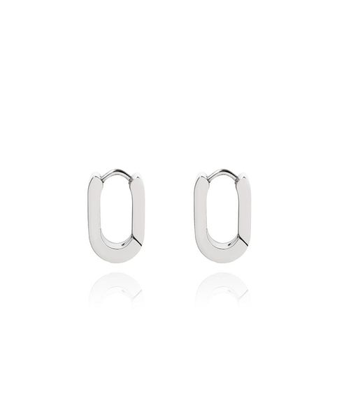Le brassard en acier en titane ne s'estompe pas les boucles d'oreilles à anneaux ovales plats audacieux minimalistes.