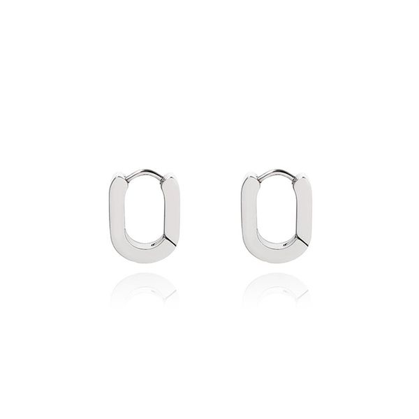 Boucles d'oreilles en titane et acier, ne se décolore pas, style minimaliste, anneau ovale plat et audacieux, personnalité masculine et féminine, street3443