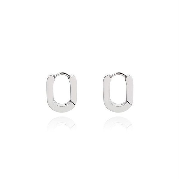Ear Cuff de acero de titanio no se desvanece estilo minimalista pendientes de anillo ovalado plano atrevido personalidad masculina y femenina street2349