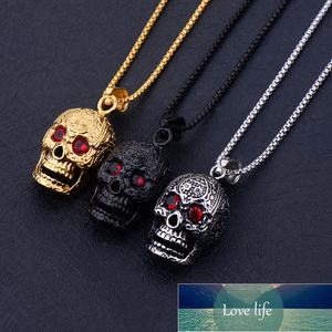 Titane Acier Or Noir Couleur Crâne Pendentif Collier avec CZ Cristal Punk Rock Hommes Bijoux Frère Cadeau Usine prix conception experte Qualité Dernier Style Original