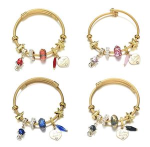 Titanium stalen gouden armband verstelbare DIY mooie vos hartvormige hanger armbanden voor vrouwen cadeau