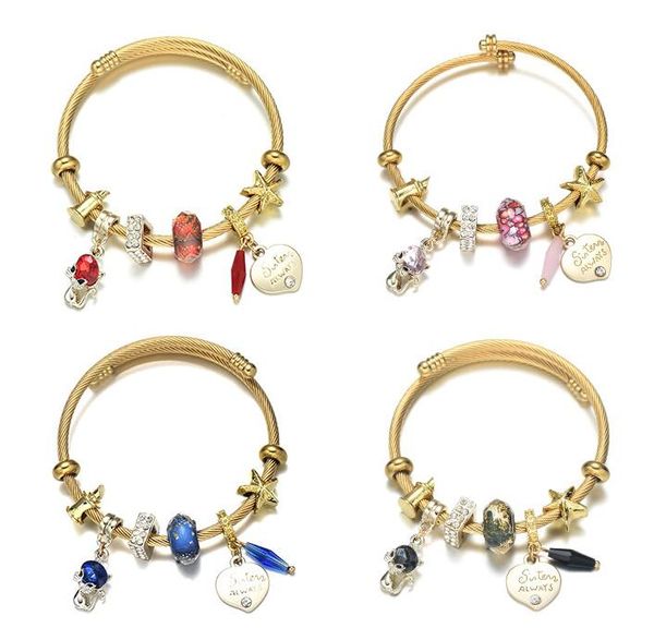 Titane Acier Or Bracelet Réglable DIY Belle Renard En Forme De Coeur Pendentif Bracelets Pour Femmes Cadeau