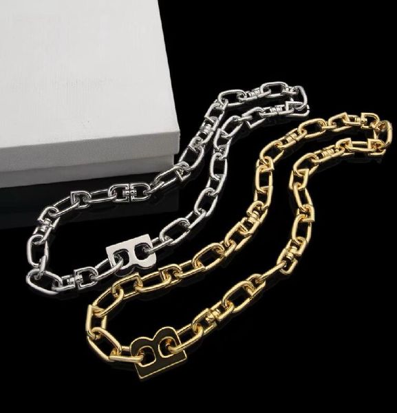 Titanium Steel Genial B Carta de cadena gruesa Temperamento exagerado Femenino Pendientes retro Glamoros Famosos Mujeres Punk 18k Pulsera chapada en oro Hao