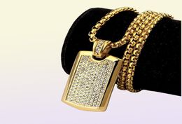 Titanium Steel Hipters Punk Hip Hop Bijoux Hip Hop 24k Gold Plated Pending Pendant Collier à longue chaîne pour hommes Women5083167