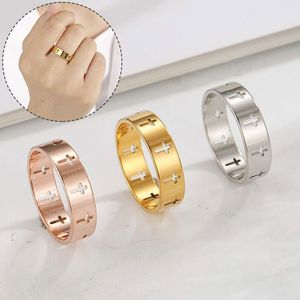 Titanium stalen holle cross ring religie sieraden vinger decor voor vrouwen paar ringen creatieve partij verlovings sieraden cadeau