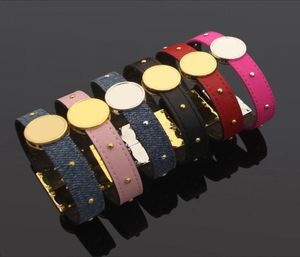 Titanium stalen sieraden populair ronde merk oude bloemhuid multi nagel armband zwart rood roze kleur oude bloemen lederen armband9267364