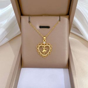 Collier de ballet d'amour en acier titane, chaîne de collier pour femmes entièrement diamantée