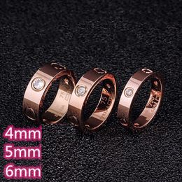 18K Gold love Ring Titanium Steel Wedding Band merk ringen voor vrouwen mannen Luxe Silver Rose Groothandel schroef ring sieraden Gratis verzending