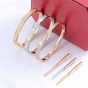 Pulsera de lujo de acero de titanio Mujeres Menores Amores Ancho de brazalete 5 mm 7 mm Silver Rose Gold Brazy con tamaño de diamante 16-19 cm