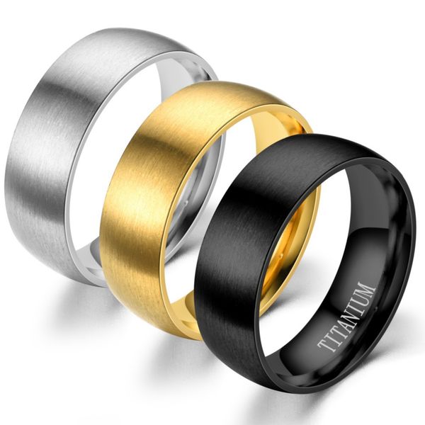 Anillo personalizado negro de acero de titanio para hombre, anillos grabados con letras de superficie mate de acero inoxidable dorado y plateado para hombre, anillo de dedo fresco para hombre, joyería, regalo, precio de promoción