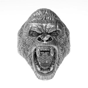 Bague en acier titane pour hommes, anneau rétro Animal gorille en colère, Style Punk, mode Locomotive, taille 7-142560