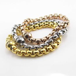 Titanio acero hombres mujeres moda cierre magnético pulsera caja cadenas de eslabones Cubic Zirconnia Hip Hop Punk Pulseras joyería