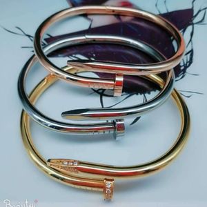 Titanium stalen spijkerarmband 18k roségouden koppelarmband studentenarmband mannelijke armband en vrouwelijke Bracelet254D