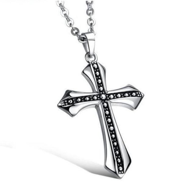 Titane Acier Pendentif Punk Exquis Rivet Croix Collier À La Mode Hommes Gothique Bijoux Collier