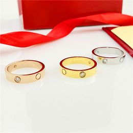 Anillo de acero de titanio para mujer, anillo de amor, joyería de diseñador, anillo de boda con tornillo, anillos de lujo para hombres, mujeres, joyas con diamantes, oro, plata, rosa, 4/5/6 mm, caja roja, anillo de oro.