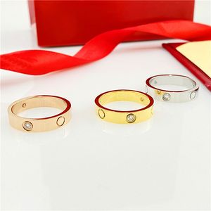 Titanium Steel Ring For Woman Love Ring Designer Bijoux Vis Bande de mariage Anneaux de luxe pour hommes bijoux avec diamants en or Silver Rose 4/5 / 6 mm Box Gold Bague