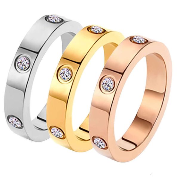 Anneau en acier en titane pour femmes avec une bande de couleur non décolorée, diamant pour couples, bague en acier inoxydable Ins, taille non décolorée 5/6/7/8/9/10