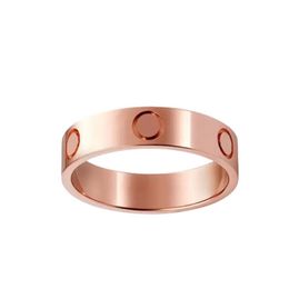 Anillo de acero de titanio para hombres y mujeres, amantes de los anillos de oro rosa para bolsa de regalo, 4mm, 5mm, 6mm227o