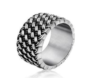 Titanium stalen ring retro liefde met elkaar verweven ring retro breien mannen 039s individualiteit dominantie ringen fabriek direct kka19554366623