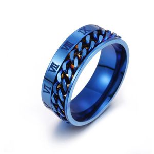 Titane acier rotatif chaîne Couple anneau dames classique chiffre romain multifonctionnel chaîne bijoux hommes tire-bouchon anneaux cadeau