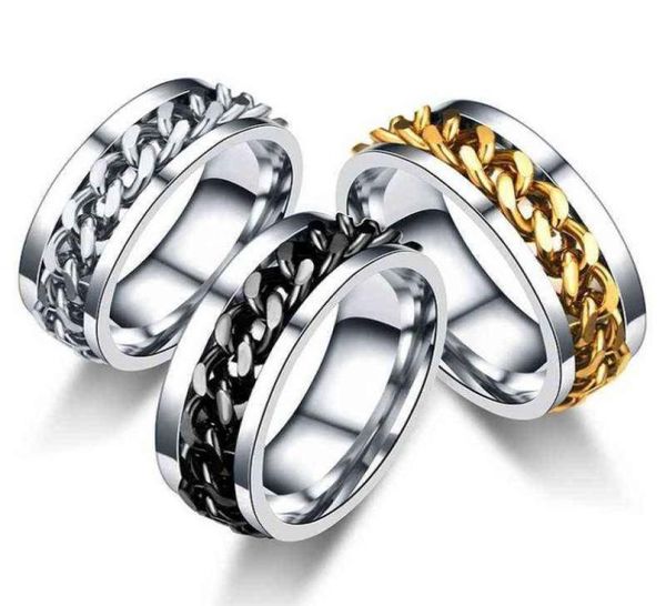 Titanium Steel Rotaltable Chain Rings for Women Men Men Spinner Ring Mulonctional Chain Ring Men Men Bottle Opender Ring G11251090562