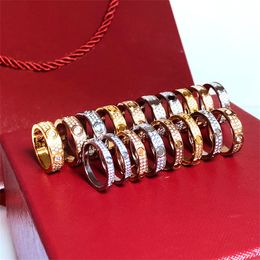 Titanium Staal Zilver Liefde Ring Designer Ringen Mannen Vrouwen Rose Gouden Sieraden Paar Ringen Geschenken Bruiloft Met Diamanten 3-6mm Sieraden