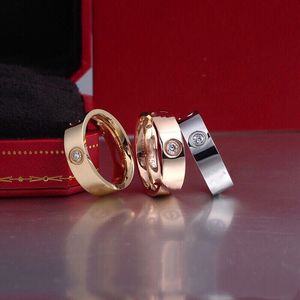 Bague d'amour en acier titane, hommes et femmes, design de luxe en or rose, bande avec diamants pour amoureux, bagues cadeau 4mm 5mm 6mm