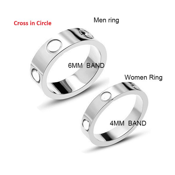 Anillo de amor de plata de acero titanio para hombres y mujeres, joyas de oro rosa para amantes, anillos de pareja, regalo, símbolo de tornillo de marca de lujo, anillo de banda de diseñador de alta calidad, anillo de dedo de 4/6 mm