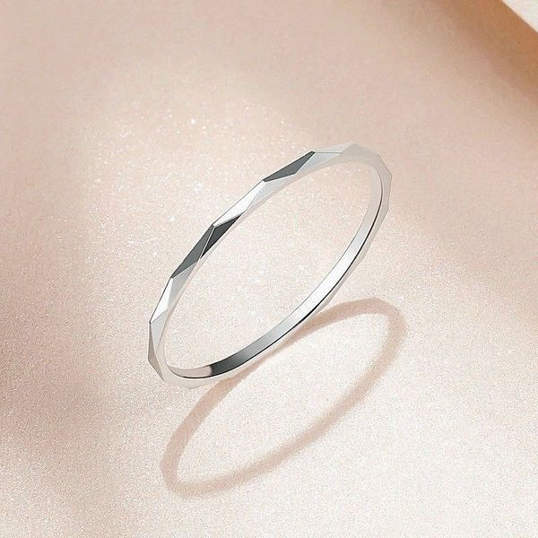 Anillo fino de acero de titanio, oro simple, plata, oro rosa, para mujeres, creadores de tendencias, estudiantes, personalidad y retención de color, babysbreath, 3 colores