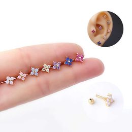 Titane Acier Mince Tige Protéine Coloré Zircon Cubique Goujons D'oreille Mode Style Coréen Vis Arrière Boule Torsadée Oreille Os Ongles Boucles D'oreilles Stud Mini Boucle D'oreille Pour Les Femmes