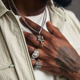 Collier Trident en acier titane pour hommes et femmes, pendentif Hip Hop cubain Rap Street, accessoires personnalisés de marque tendance pour hommes