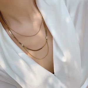 Titanium met 18K Gold Gelaagde Sanke Collier Dames Roestvrijstalen Sieraden Designer T Show Runway Rare Ins Japan Korean Q0531