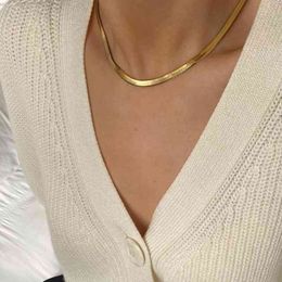 Titanium met 18K Gouden Snake Chains Choker Kettingen Dames Sieraden Punk Party Designer Club Ins Zeldzaam Japan Koreaans Trendy