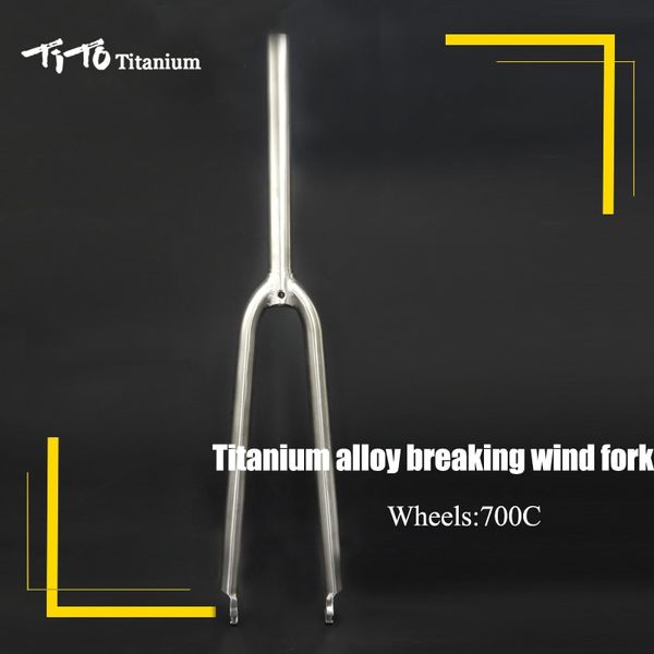 TiTo Gr.9-horquilla delantera de aleación de titanio para bicicleta de carretera, freno de disco 700C, horquilla de titanio para romper el viento, tubo elíptico con forma de lona