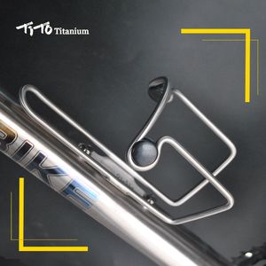 TiTo Porte-bidon de vélo en titane, VTT/vélo de route en alliage de titane léger, supports de cages pour bouteille de 76 mm de diamètre avec installation facile