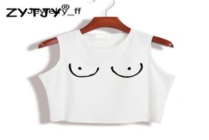 Titties seins imprimés Femmes Crop Top Summer Sexy Slim Short Shirt For Girl Top Top Tee Hipster Vest Femmes Long T-shirt Tops The New1979908