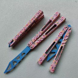 Cuchillo de entrenador mariposa TITUS CH AB, canal de Donut rosa, mango de Al 7075, sistema de buje de hoja VG10, cuchillos básicos de caza Jilt