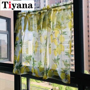 Tiyana citroen geel korte pure gordijnen voor woonkamer keuken halve gordijn fruit ontwerp zomer deur cortinas rideaux dp166x 210712