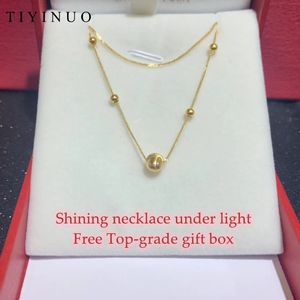 TIYINUO Authentieke AU750 echte 18K gouden Cat-eye kralen Chopin armband ketting voor vrouw fijne sieraden verjaardag bruiloft cadeau mode geluk kralen ketting