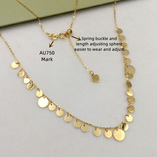 Tiyinuo genuino au750 real 18k dorado con lentejuelas collar de lentejuelas ajustables regalo de moda presente para mujer joyería fina