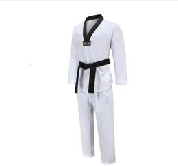 TKD Costumes Vêtements Blanc Taekwondo Uniformes WTF Karaté Judo Dobok Vêtements Enfants Adultes Unisexe À Manches Longues Gi Uniforme 240122