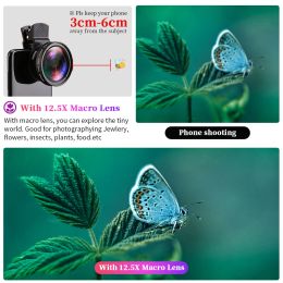 TKEY 2in1 Lens Universal Clip 37mm Telefoonlens Professional 0.45x 49uV Super Wide Argel + Macro HD-lens voor Xiaomi Telefoonlens kit