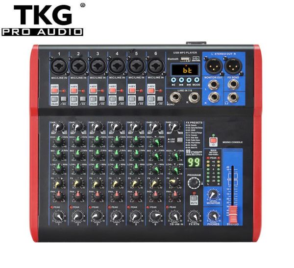 Mezclador de efectos TKG 99 dsp, consola mezcladora de 8 canales, USB, bluetooth, sonido de escenario o altavoz SI-8UX5758776