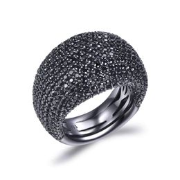 TKJ – bague spinelle noire en argent Sterling 925 pour femme, anneau rond avec pierres précieuses, bijoux de fiançailles, de mariage, cadeau 240108