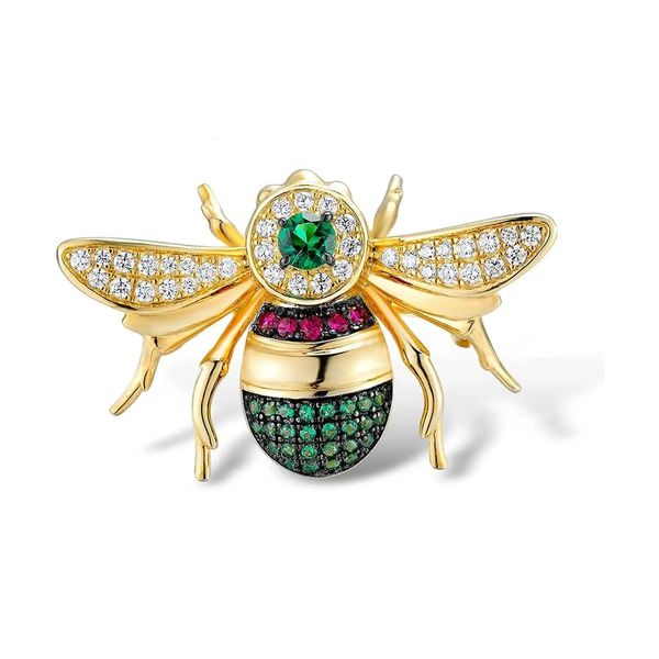 TKJ plaqué or argent Sterling 925 vert rouge CZ abeille émail broche mode beaux employés bijoux idées cadeaux 240106