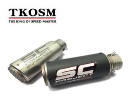 TKOSM 2017 Nuevo modelo de acero inoxidable de alta calidad 60 mm 51 mm Universal motocicleta SC Tubo de escape Silenciador láser Escape de carreras con 6287069